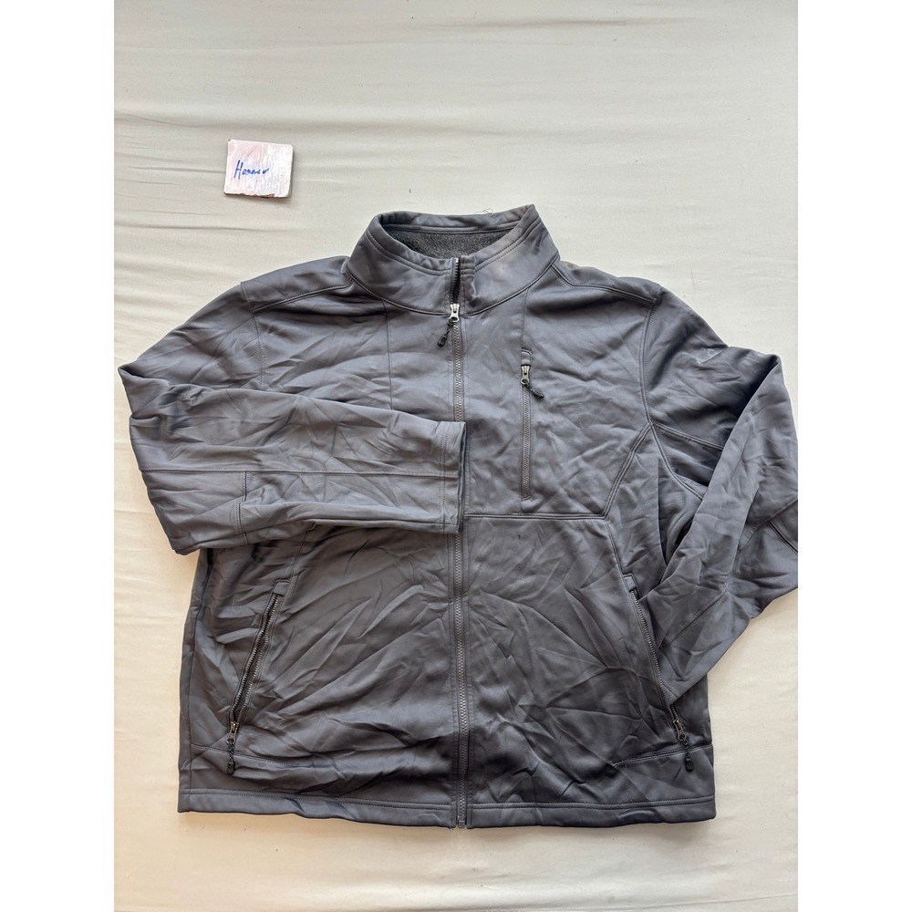 Swiss Tech Mens Softshell Jacket Gray Fleece Lined Full Zip Mock Neck XL 46-48